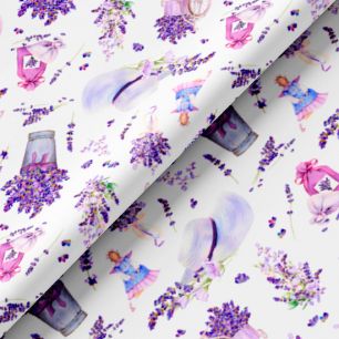 Хлопок Сатин - Лаванда на белом 50х37 limit