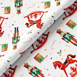 Хлопок Сатин - Щелкунчик и лошадка на белом 50х37 limit