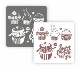 Трафарет для декора Арт-модуль, АМ-34, Sweet cupcake , 15*15 см