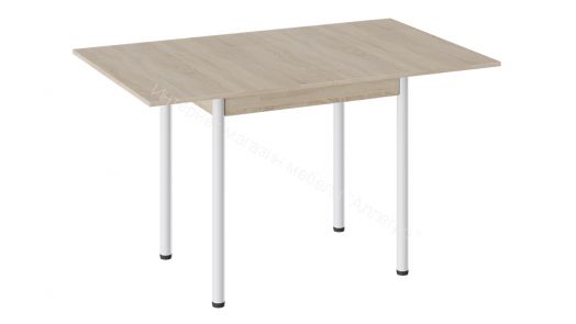 Стол «Родос» Тип 2 с опорой d40 (Белый муар/Дуб Сонома)