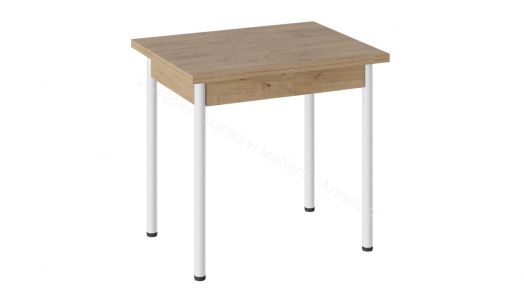 Стол «Родос» Тип 2 с опорой d40 (Белый муар/Дуб Крафт золотой)