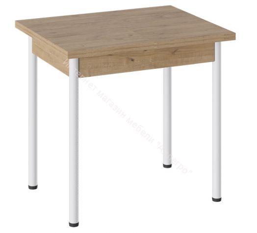 Стол «Родос» Тип 2 с опорой d40 (Белый муар/Дуб Крафт золотой)