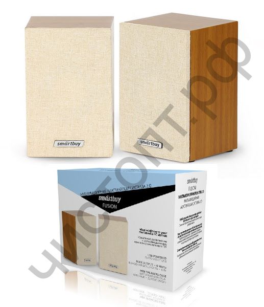 Актив.колонки 2.0 SmartBuy FUSION, дерево, 6Вт, питание от USB, вишн/беж (SBA-3330)