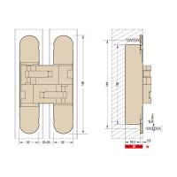 Петля скрытая CEAM 3D 1131S, универсальная. схема