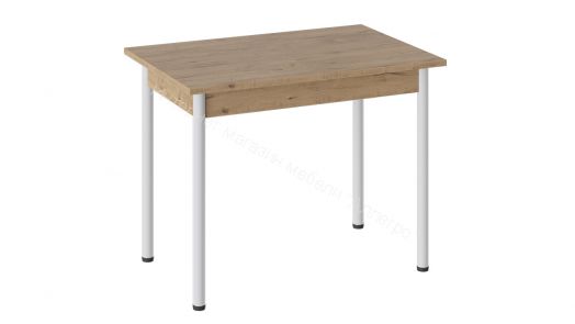 Стол «Родос» Тип 1 с опорой d40 (Белый муар/Дуб Крафт золотой)