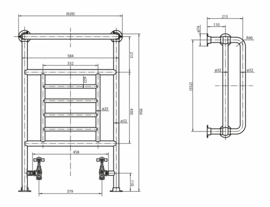 Полотенцесушитель на отопление Cezares Corato CORATO-03 схема 1