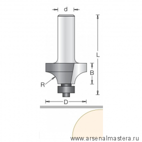 Фреза радиусная с нижним подшипником DIMAR 19.1 x 9.5 x 50 x 6 R 3.2 1090043