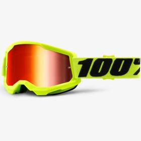 100% Strata 2 Fluo Yellow Mirror Red Lens, очки