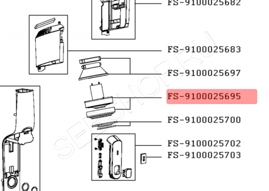 Мотор (электродвигатель) c прокладкой пылесоса TEFAL AIR FORCE LIGHT  TY6543, TY6545, TY6547. Артикул FS-9100025695