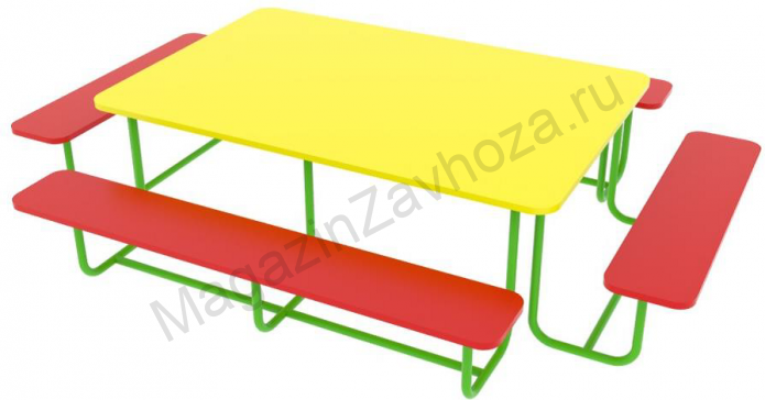 Детский Стол прямоугольный с 4 лавочками