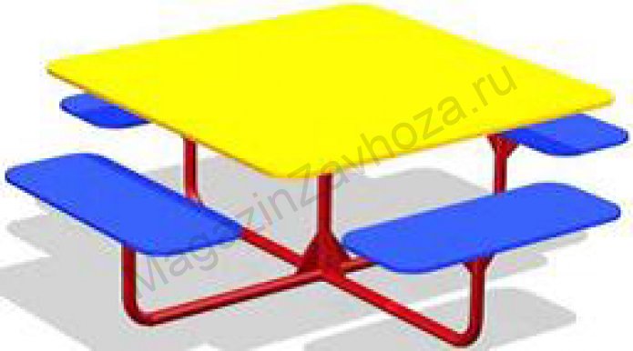 Детский Стол Квадрат с 4 лавочками (закругление)