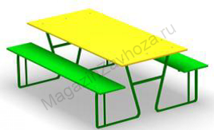 Детский Стол прямоугольник с 2 лавочками без закругления