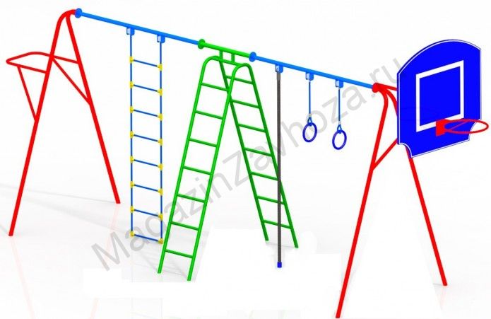 Спортивный комплекс с канатом и кольцами