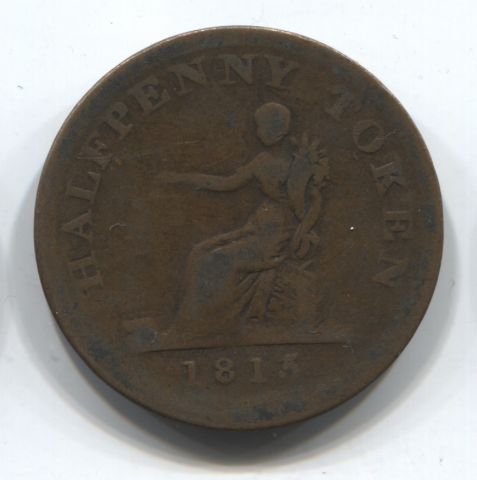 1/2 пенни 1815 Великобритания, токен Корабль