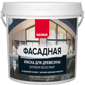 Краска Фасадная для Древесины Neomid Exterior Wood Paint 0.8л Эластичная, Акриловая, Матовая, Кроющая для Наружных и Внутренних Работ / Неомид Профи