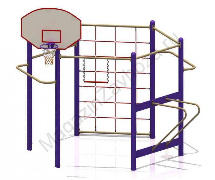Спортивный комплекс с баскетбольным кольцом и брусьями