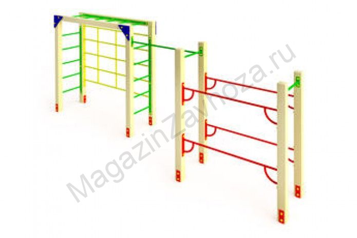 Спортивный комплекс с сеткой и брусьями