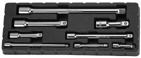 S28H08S Набор удлинителей 1/4", 3/8", 1/2"DR, 50-250 мм, 8 предметов