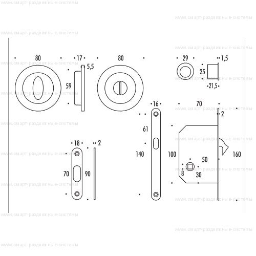Colombo ENTER LC211 LK комплект для раздвижных дверей с замком