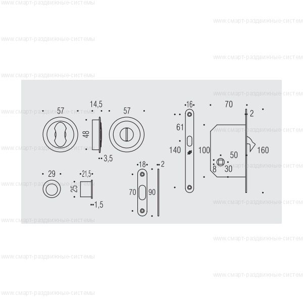Colombo OPEN ID211 LK комплект для раздвижных дверей с замком