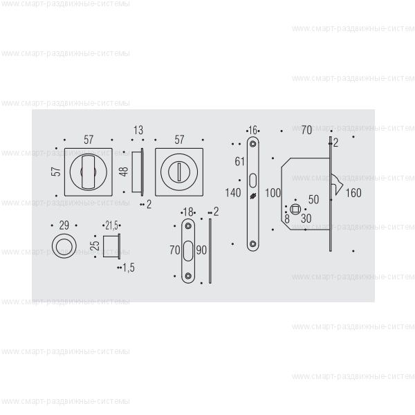 Colombo OPEN ID311 LK комплект для раздвижных дверей с замком