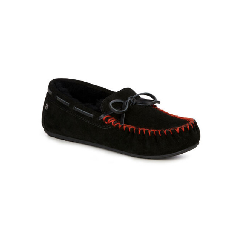 Мокасины женские меховые Amity Stitch Black [Черные]