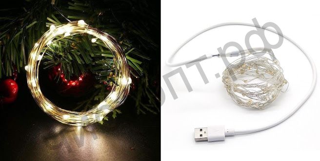 Гирлянда LED OG-LDL08 Теплый SMD0508* 50шт 5м (USB) украшение на каждый день