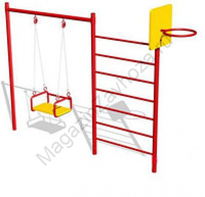 Шведская стенка с качелью и кольцом