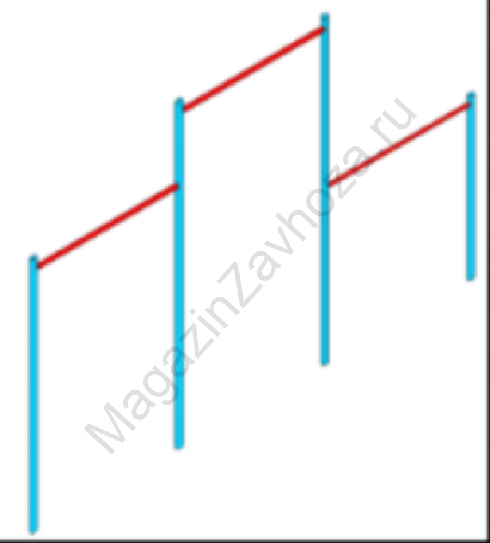 Турник 3 секции (красный и голубой)