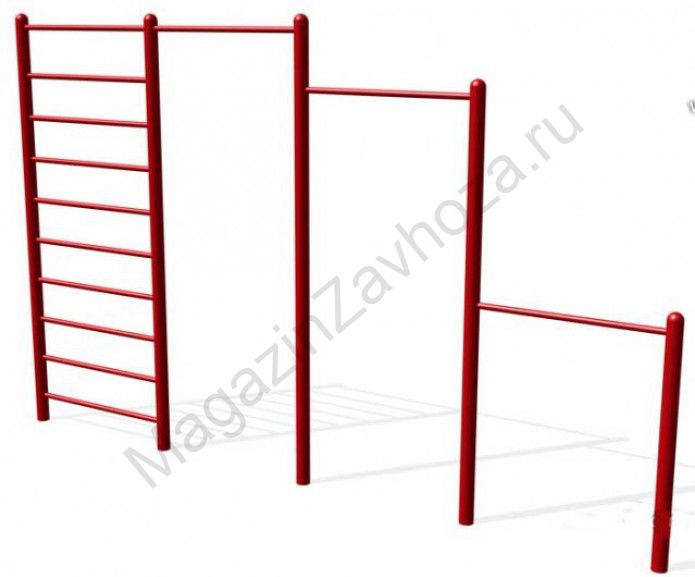 Турник 3 секции с лестницей