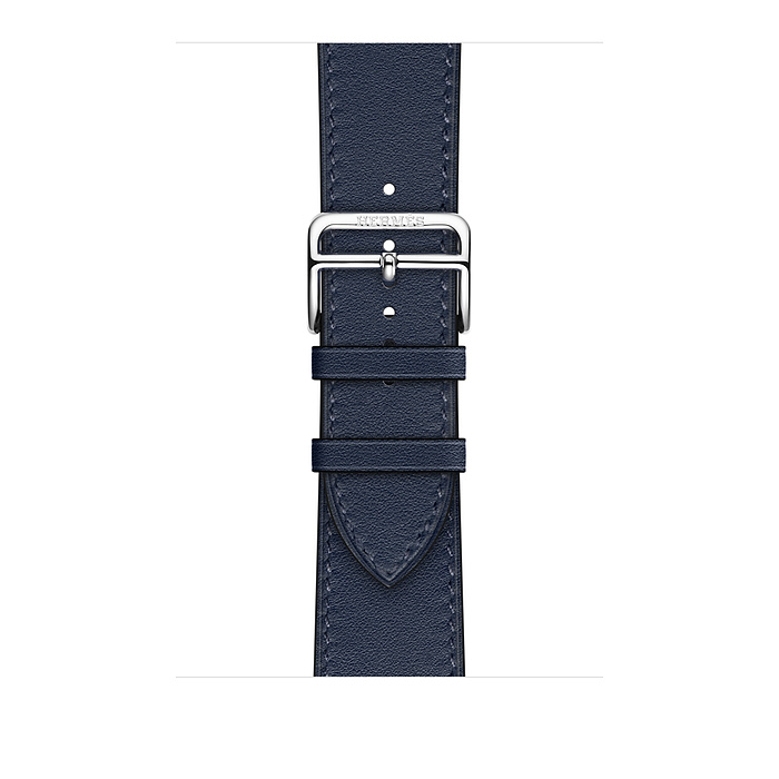 Ремешок Apple Watch Hermès Bleu Navy Swift Leather Single Tour из кожи (для корпуса 44/45 мм)