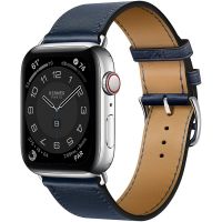 Ремешок Apple Watch Hermès Bleu Navy Swift Leather Single Tour