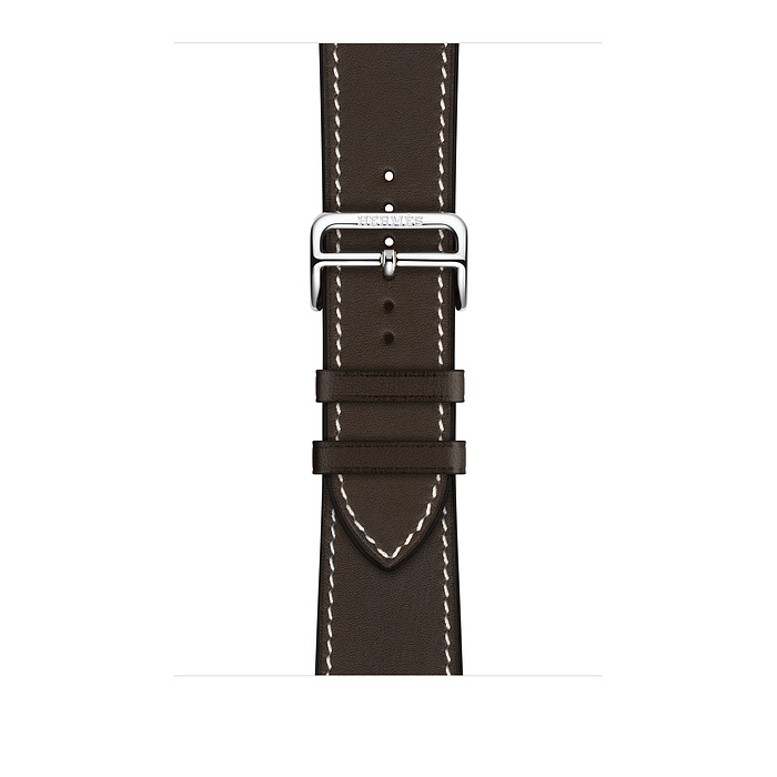 Ремешок Apple Watch Hermès Ébène Leather Single Tour Deployment Buckle из кожи (для корпуса 44/45 мм)