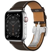 Ремешок Apple Watch Hermès Ébène Leather Single Tour Deployment Buckle