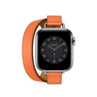 Ремешок Apple Watch Hermès Orange Swift Leather Attelage Double Tour