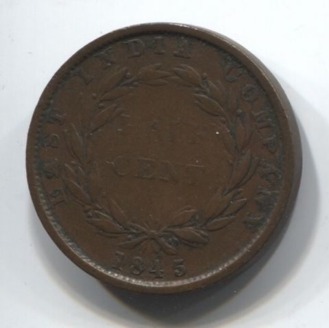 1/2 цента 1845 Стрейтс Сетлментс