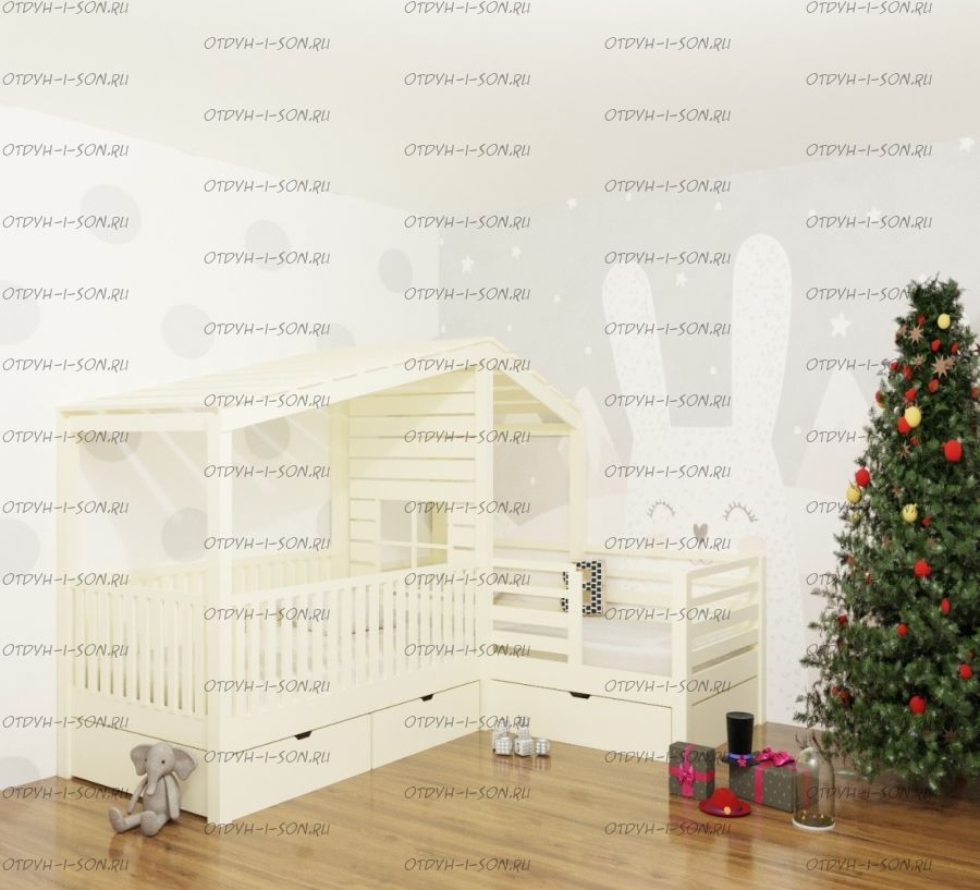 Кровать Домик угловой Fairy Land №5F (для двоих детей)