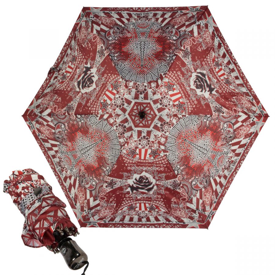 Зонт складной Jean Paul Gaultier 1265-OC mini Tour Eiffel Red