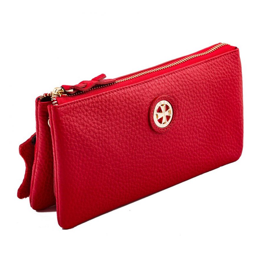 Кожаный женский клатч Narvin 9434-N.Polo Red
