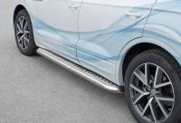 VOLKSWAGEN TOUAREG 2018- Пороги труба d63 с листом (Лист алюм, проф. нерж) (вариант 1) VWTL-0030661