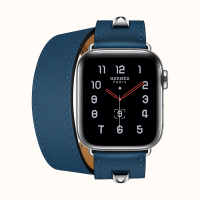 Ремешок Apple Watch Hermès Deep Blue Leather Double Tour Medor