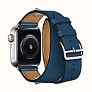 Ремешок Apple Watch Hermès Deep Blue Leather Double Tour Medor
