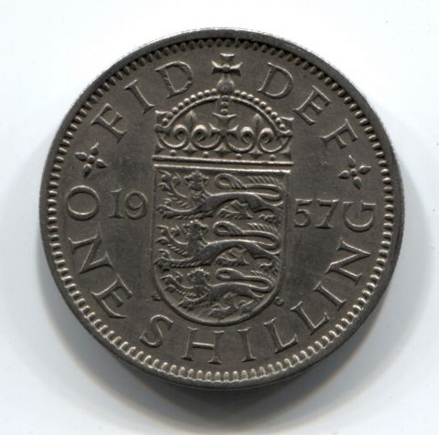 1 шиллинг 1957 Великобритания, герб Англии