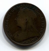 1 пенни 1895 редкий тип, Великобритания, 2 мм от трезубца