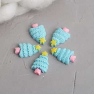 Кукольный аксессуар - Кабошон Ёлочка голубая 2.5 см (5 штук)