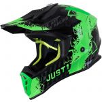 Just1 J38 Mask Fluo Green Titanium Black шлем внедорожный