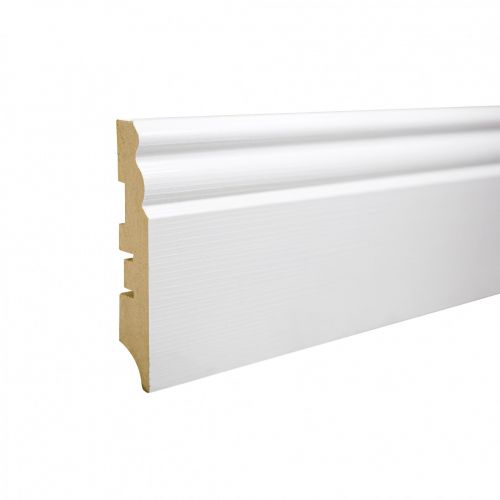 Плинтус МДФ под покраску белый с 3D-эффектом "живой древесины"