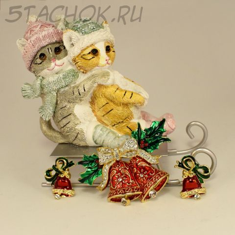 Брошь и клипсы "Новогодние колокольчики" (США)