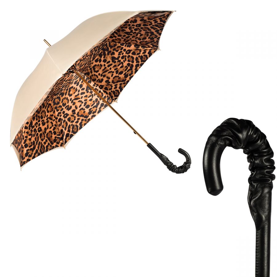 Зонт-трость Pasotti Ivory Leoparde Pelle
