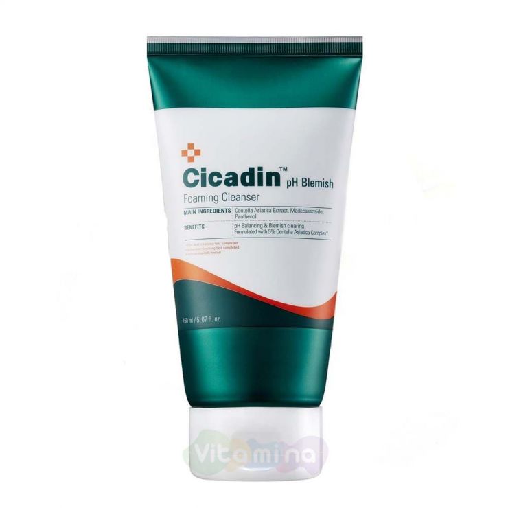 Missha Очищающая пенка с центеллой для лица Cicadin pH Blemish Foaming Cleanser, 150 мл